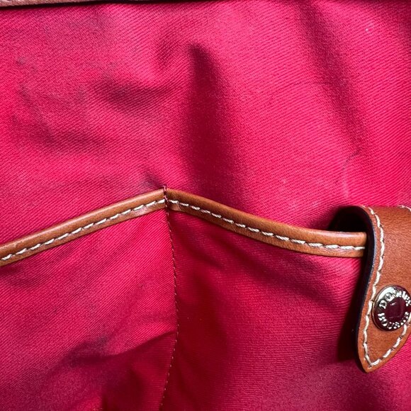 Dooney & Bourke Pebble Grain Zip Around Satchel Black / Cognac Brown Leather Bag - Picture 12 of 16